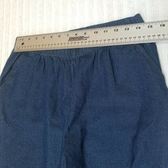 Turtle Bay Womens Straight Leg Pants Large High Rise Elastic Waist Denim Blue - Picture 5 of 7
